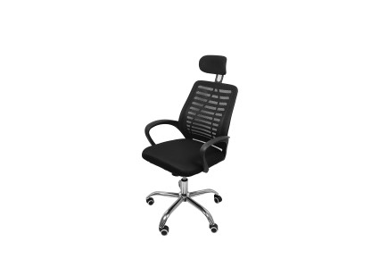 Sillón de oficina ergonómica con patas metálicas cromadas