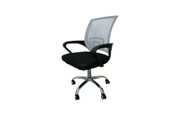 Sillón de oficina ergonómica con patas metálicas cromadas