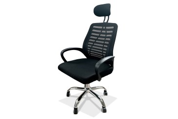Cadeira de escritório ergonómica com pernas em metal cromado