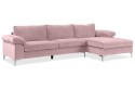 Sofá Chaiselongue 3 Plazas LUSINA Rosa Claro REVERSIBLE