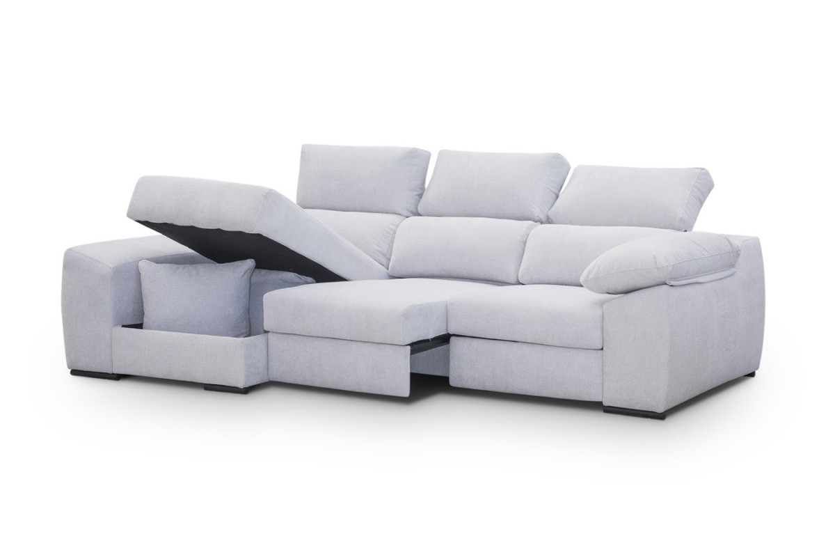 Chaiselongue Esquerda DAMASCO 285 Cm Cinzento (Cama)