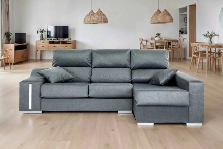 Chaiselongue Derecha OSCAR Cinzento (Veludo 9)