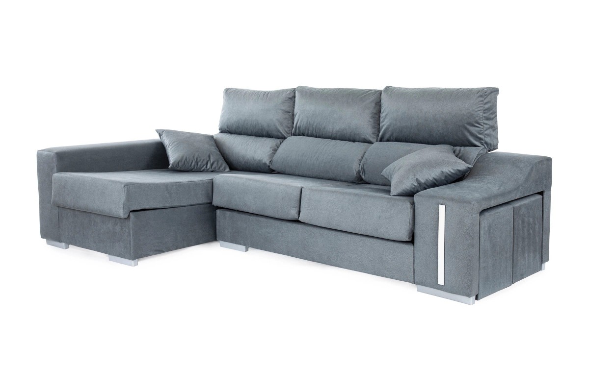 Chaiselongue Izquierda OSCAR Cinzento (Veludo 9)