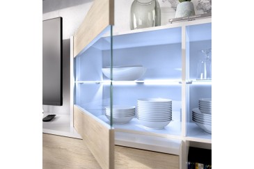 Mueble de salón UMA LEDS en color roble al MEJOR PRECIO