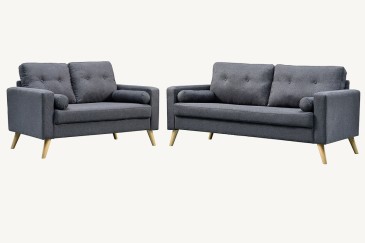 Conjunto de sofá de 3+2 lugares ALVIN cinzento ao MELHOR PREÇO