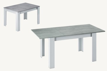Mesa de salón - comedor extensible 40 - 190 cm.  en Cemento y Blanco Artik