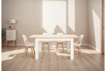 Mesa PACK TUSCANY + 4 cadeiras de design BEECH brancas