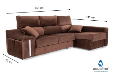 Sofá chaise lounge OSCAR em cor castanha MELHOR PREÇO