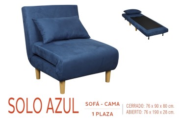 Sofá cama de 1 Plaza tapizado en loneta de color azul al MEJOR PRECIO