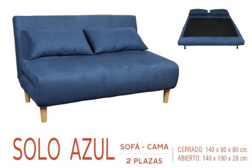 Sofá cama de 2 plazas en lona azul al MEJOR PRECIO