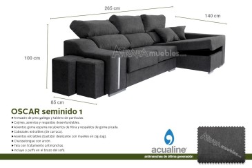 Sofá chaise lounge OSCAR em cinzento escuro ao MELHOR PREÇO