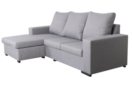 Sofá Chaiselongue Design 3P reversível em cor CINZA claro ao MELHOR PREÇO