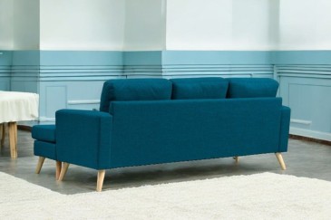 Sofá Chaiselongue Design 3P reversível em cor azul turquesa claro ao MELHOR PREÇO