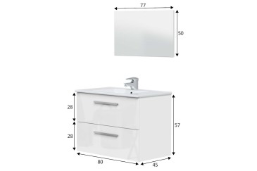 Mueble de baño 80 cm con 2 cajones en color FRESNO