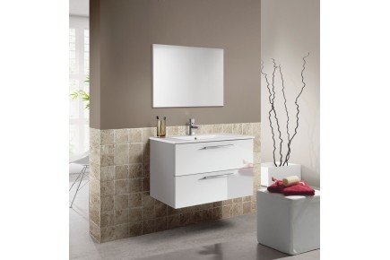 Mueble de baño 80 cm con 2 cajones en color blanco brillo