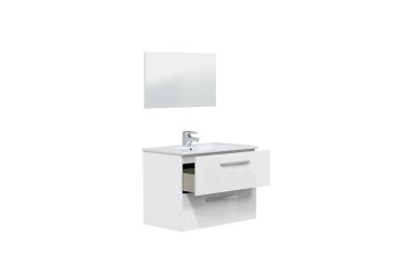 Mueble de baño 80 cm con 2 cajones en color blanco brillo