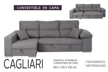 Sofá chaiselonge Cama CAGLIARI Gris al MEJOR PRECIO