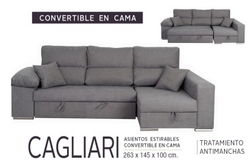 Sofá chaiselonge Cama CAGLIARI Gris al MEJOR PRECIO