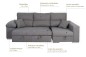 Chaiselongue Cama Derecha CAGLIARI Gris