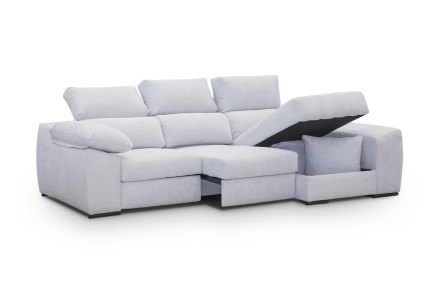 Chaiselongue 3 plazas DAMASCO 285 cm Gris (Cama) al MEJOR PRECIO