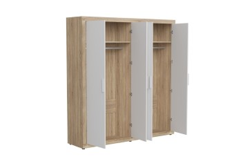 Armario 4 Puertas KIARA 196 cm Roble y Blanco