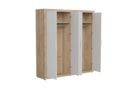 Roupeiro de 4 portas KIARA 196 cm Carvalho e Branco