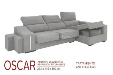 Sofá chaise lounge OSCAR em cor cinzenta ao MELHOR PREÇO