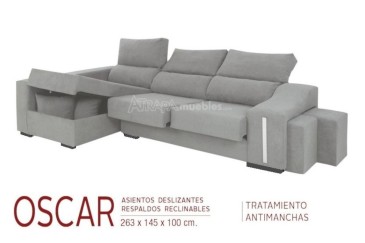 Sofá chaise lounge OSCAR em cor cinzenta ao MELHOR PREÇO