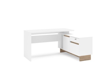 Mesa de oficina esquinera LOS ANGELES Blanco/Roble | Compra online