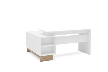 Mesa de oficina esquinera LOS ANGELES Blanco/Roble | Compra online