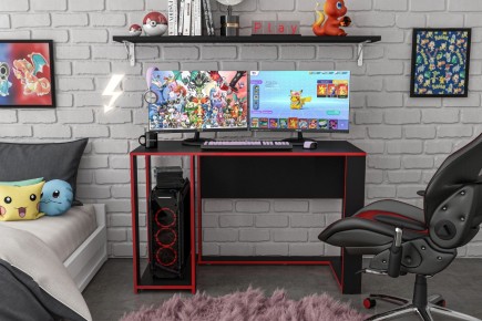 Mesa Gamer SINGAPURA NEGRO/ROJO | 3 años de garantía