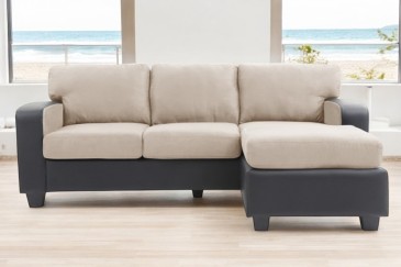 Sofá Chaiselongue Design 3P reversível na cor BEIGE ao MELHOR PREÇO