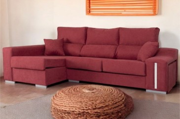 Sofá chaise lounge OSCAR em cor maroon ao MELHOR PREÇO