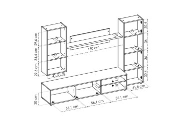 Mueble de salón LUKA Blanco y Roble al MEJOR PRECIO ONLINE