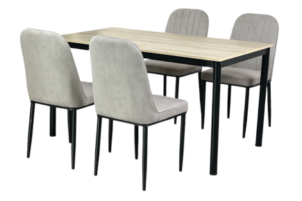 PACK de 1 Mesa de salón  + 4 Sillas de diseño gris