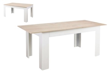 Mesa de salón - comedor extensible 138 - 178 cm.  en Roble  y Blanco