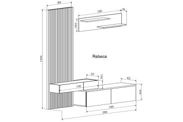 Mueble de salón TV REBECA Blanco y Roble