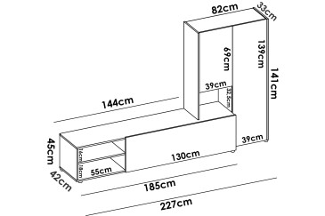 Mueble de salón KEI roble natural y blanco al MEJOR PRECIO