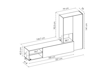 Mueble de salón KEI roble natural y blanco al MEJOR PRECIO