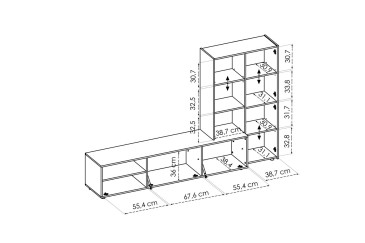 Mobiliário de sala de estar KEI carvalho natural e branco ao MELHOR PREÇO