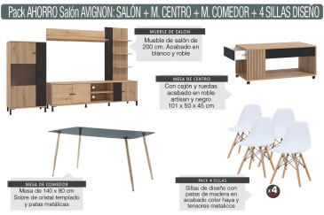 Pack Poupança em mobiliário de sala de estar Avignon em ATRAPAmuebles