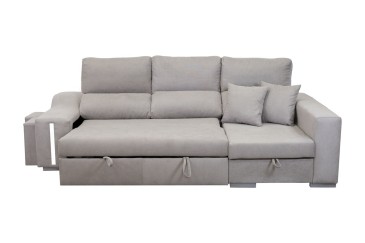 Sofá chaise lounge cama direita AMARETTO Cinzento ao MELHOR PREÇO