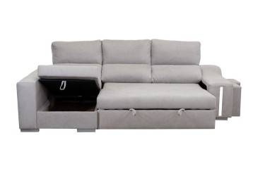 Sofá chaise longue cama esquerda AMARETTO Cinzento ao MELHOR PREÇO