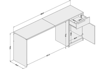 Mesa de escritorio con cajonera blanca Moscou | Compra online