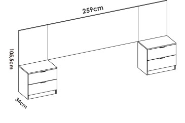 Dormitorio Loma (Cabecero + 2 Mesitas con 2 cajones) al mejor precio