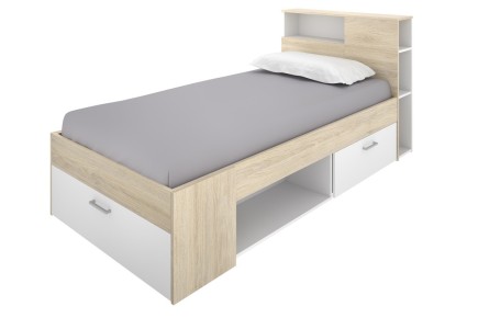 Cama Juvenil compacta LANKA Roble natural / Blanca