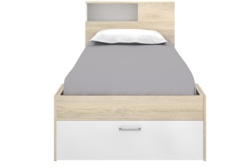 Cama juvenil compacta LANKA 90X190 Roble y Blanca