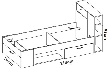 LANKA Cama juvenil compacta 90X190 Branco