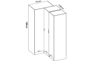 Armario rinconero de 3 Puertas blanco