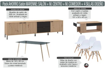 Pack Ahorro muebles de salón MAYENNE en ATRAPAmuebles